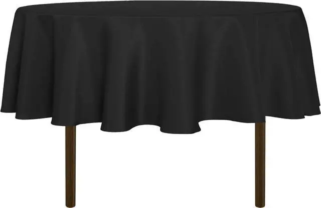 Main image of Black Round Tablecloth 60 Inch Diameter for 20-48 Inch Tables