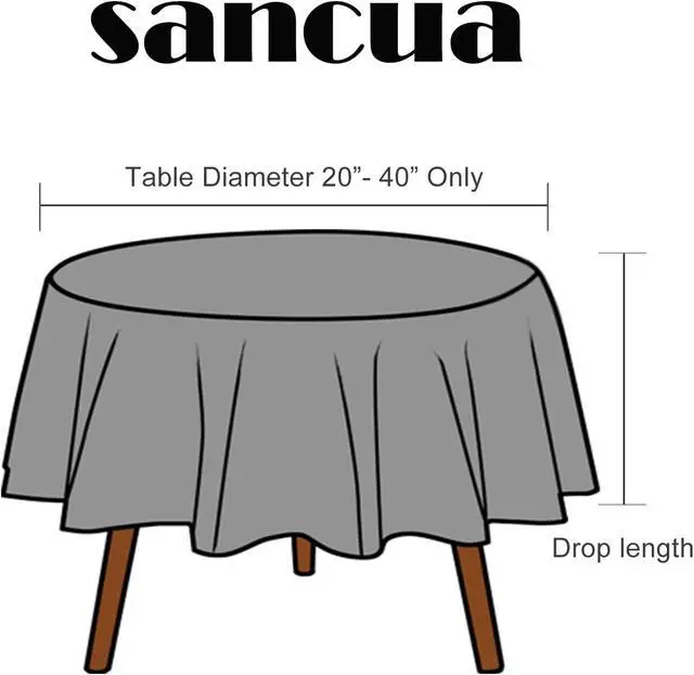 Alt view image 2 of 7 - Black Round Tablecloth 60 Inch Diameter for 20-48 Inch Tables