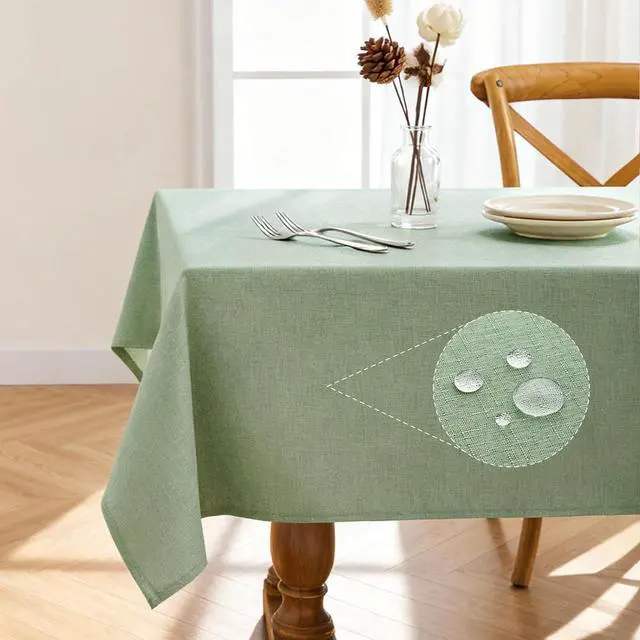 Main image of Rectangle Linen Tablecloth Waterproof & Stain Resistant, Wrinkle-Free Table Cloth Adds Elegance and Protection, Ideal for Dining, Party, Wedding and Outdoor, 52 x 70 Inch, Sage Green