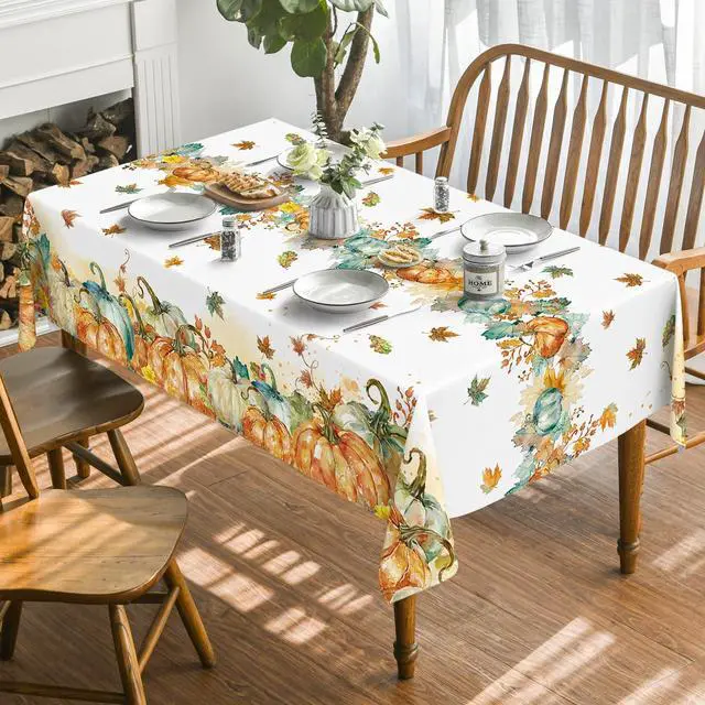 Alt view image 2 of 6 - Fall Tablecloth 60 x 84 Inch Rectangular Thanksgiving Leaves
