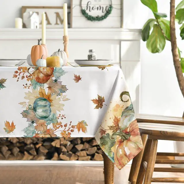 Alt view image 3 of 6 - Fall Tablecloth 60 x 84 Inch Rectangular Thanksgiving Leaves