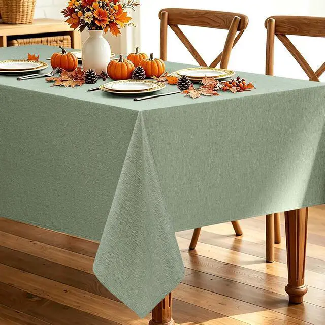 Alt view image 2 of 7 - Table Cloth for Rectangle Dining Table, 52 x70 Inch, Sage Green