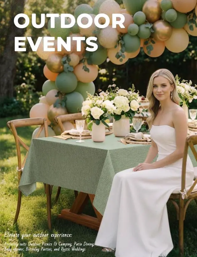 Alt view image 3 of 7 - Table Cloth for Rectangle Dining Table, 52 x70 Inch, Sage Green