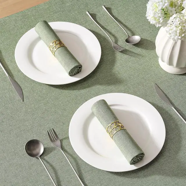 Alt view image 4 of 7 - Table Cloth for Rectangle Dining Table, 52 x70 Inch, Sage Green