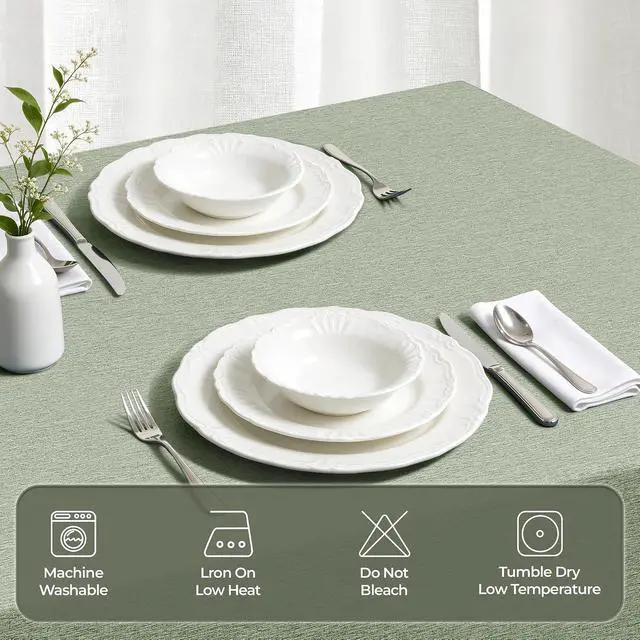 Alt view image 7 of 7 - Table Cloth for Rectangle Dining Table, 52 x70 Inch, Sage Green