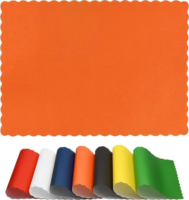 Main image of Paper Placemats for Dining Table Disposable Scalloped Edges Color Table Mats Great for Parties and Christmas Table Decorations 10"x14" (Orange) 50ct