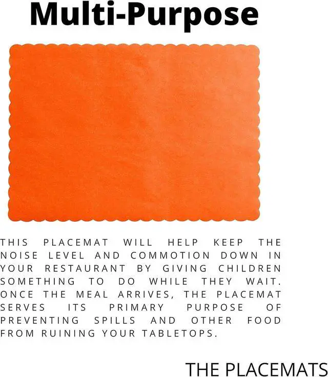 Alt view image 4 of 5 - Paper Placemats for Dining Table Disposable Scalloped Edges Color Table Mats Great for Parties and Christmas Table Decorations 10"x14" (Orange) 50ct