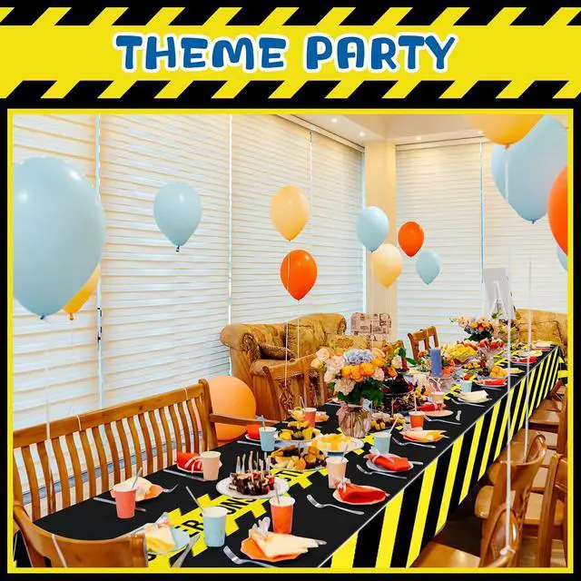 Alt view image 4 of 6 - 3 Pack Construction Party Tablecloths, Plastic Birthday Table Covers