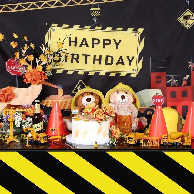 Alt view image 5 of 6 - 3 Pack Construction Party Tablecloths, Plastic Birthday Table Covers