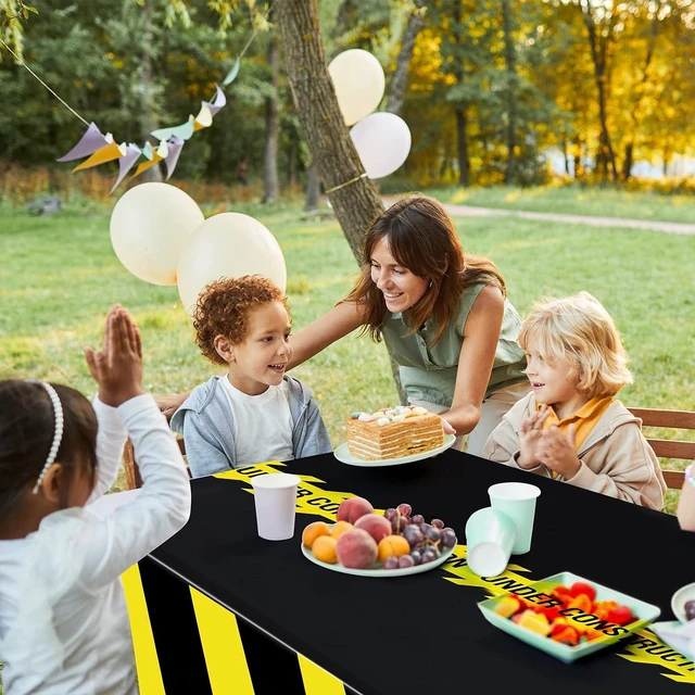 Alt view image 6 of 6 - 3 Pack Construction Party Tablecloths, Plastic Birthday Table Covers