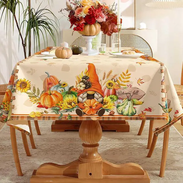 Alt view image 4 of 6 - Fall Tablecloth 60x84 Inch Rectangular, Truck Fall Table Cloth