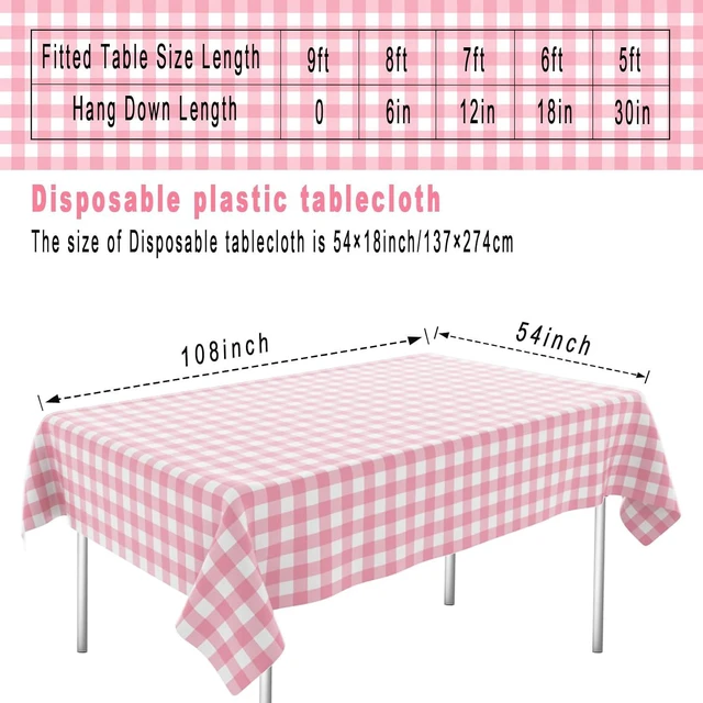 Alt view image 3 of 7 - 4 Pack Pink and White Checkered Tablecloth Pink Checkered Flag Tablecloth, Disposable Plastic Gingham Table Cover for Parties, Race Car Birthday Party, Birthday, Outdoor Picnic, 54 × 108 Inch