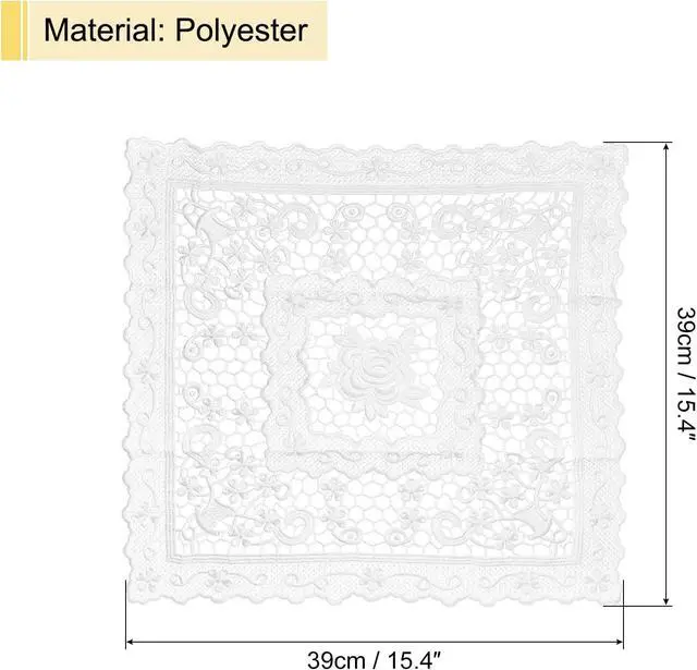 Alt view image 2 of 7 - Retro Lace Placemat 15x15-in Square Embroidered Table Place Mats French Crochet Doilies Coasters Cup Mat for Home Wedding, White