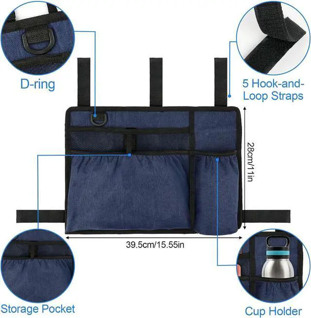 Alt view image 2 of 7 - Walker Bag Basket with Cup Holder for Folding Walker Accessories