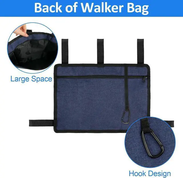 Alt view image 3 of 7 - Walker Bag Basket with Cup Holder for Folding Walker Accessories