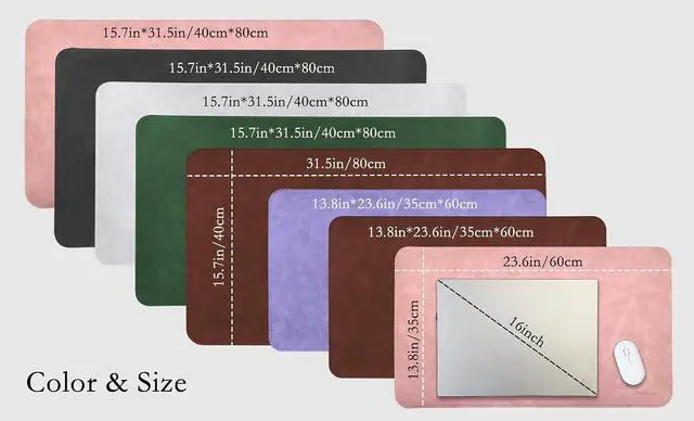 Alt view image 7 of 7 - Soft Anti-Curl Faux PU Desk Mat 23.6"x13.8", Waterproof Heat Safe Non-Slip Vintage Desk Pad, Stitched Edge Wipeable Tear Resistant Desktop Protector for Work from Home Office (Brown)
