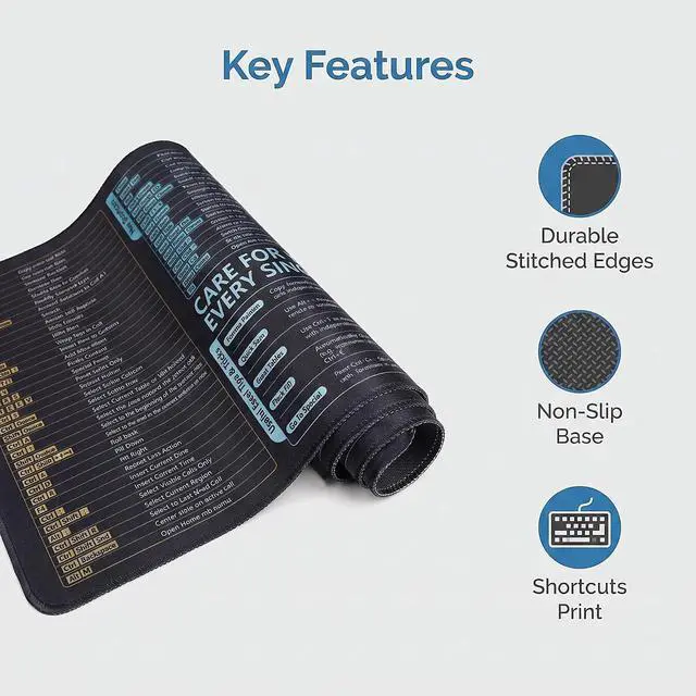 Alt view image 2 of 7 - Excel Cheat Sheet Desk Pad with Formulas & Hotkeys,XL Excel Mouse Pad