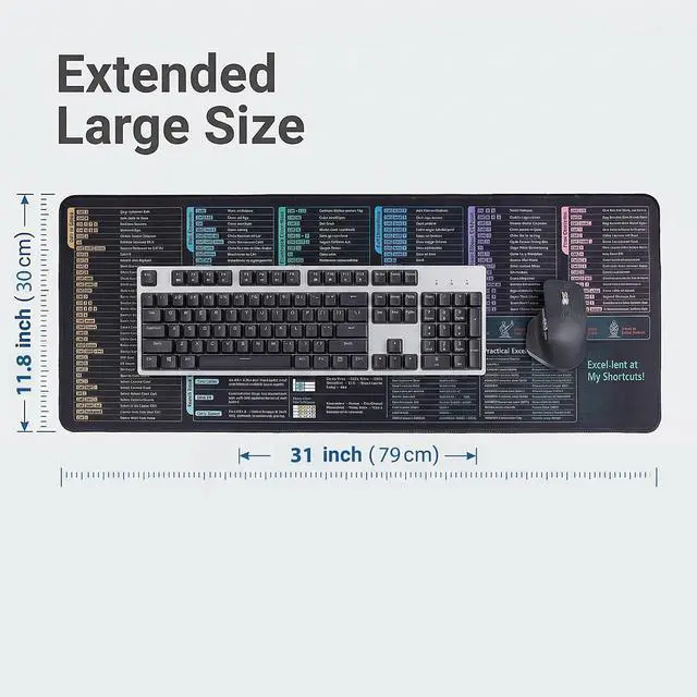 Alt view image 5 of 7 - Excel Cheat Sheet Desk Pad with Formulas & Hotkeys,XL Excel Mouse Pad