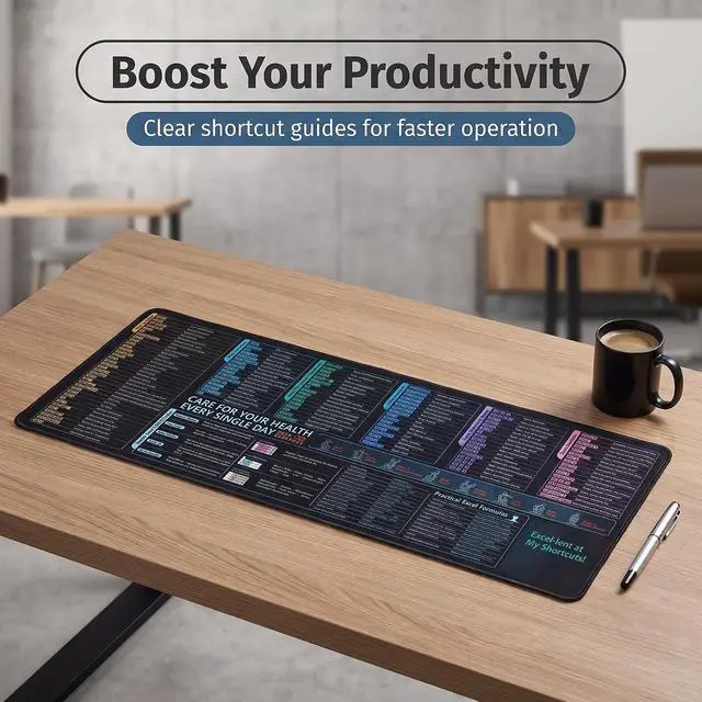 Alt view image 6 of 7 - Excel Cheat Sheet Desk Pad with Formulas & Hotkeys,XL Excel Mouse Pad