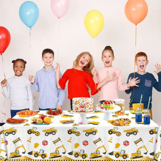 Alt view image 4 of 7 - 3 Pack Construction Plastic Birthday Party Tablecloths, 54 x 108 Inches - Truck Excavator Table Covers for Construction Birthday Decorations