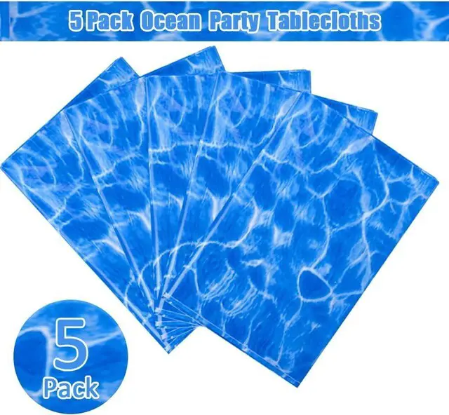 Alt view image 3 of 7 - 3 Packs Ocean Wave Tablecloths 54 x 108 Inch Water Print Table Cover Splashproof Plastic Ocean Party Table Cloths with Sea Backdrop for Beach Birthday Party Decoration Shower Supplies