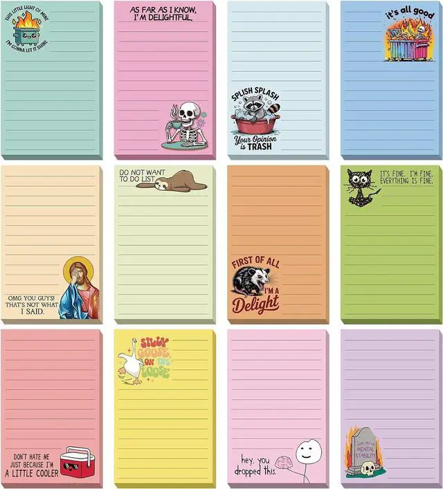Main image of 12 Pack Funny Notepads, 5 x 3'', Funny, Candy Color