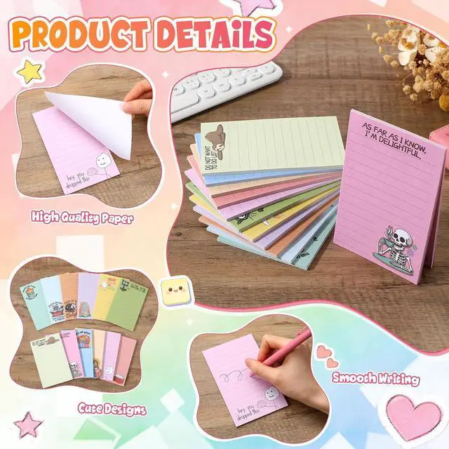 Alt view image 3 of 7 - 12 Pack Funny Notepads, 5 x 3'', Funny, Candy Color