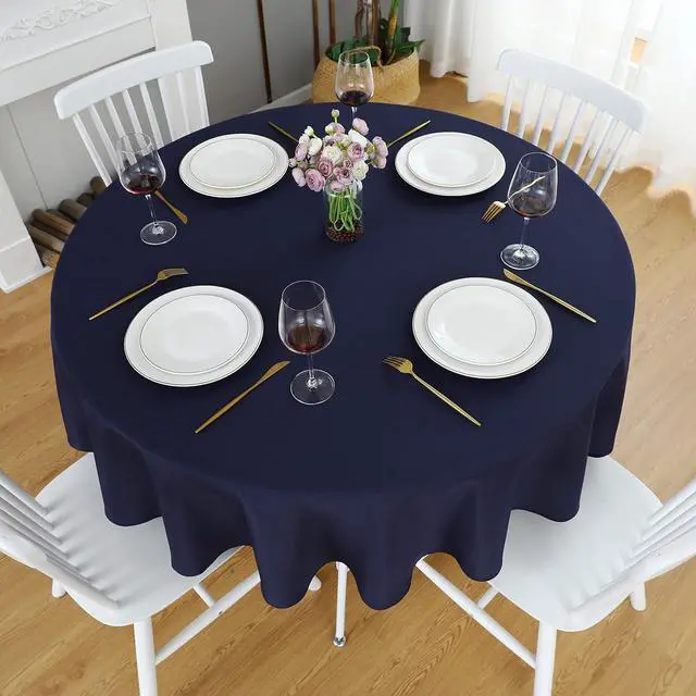 Alt view image 3 of 7 - Navy Blue 48 Inch Round Tablecloth, Waterproof Table Cloth