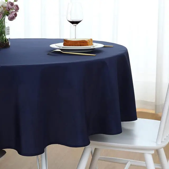 Alt view image 4 of 7 - Navy Blue 48 Inch Round Tablecloth, Waterproof Table Cloth