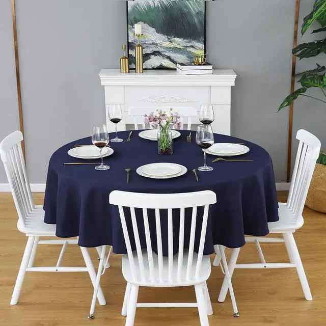 Alt view image 7 of 7 - Navy Blue 48 Inch Round Tablecloth, Waterproof Table Cloth