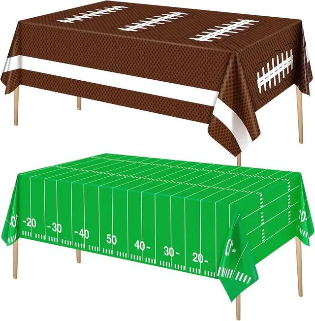 Main image of Football Tablecloth Party Decorations, Football Table Covers Disposable Plastic, Football Themed Birthday Party Supplies Decorations, 2 Pack(54x72)
