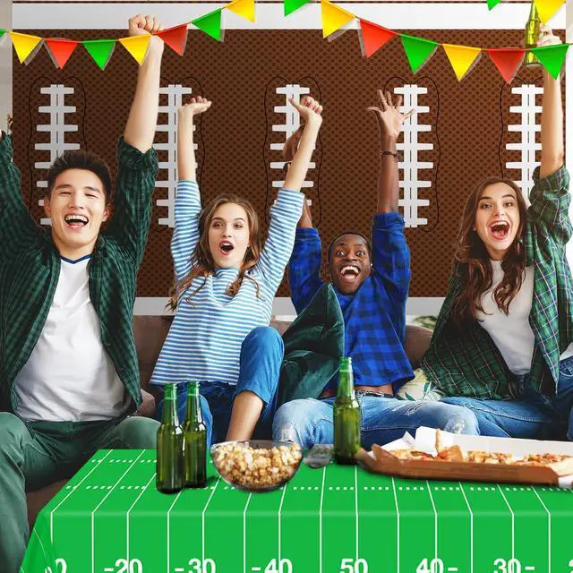 Alt view image 3 of 7 - Football Tablecloth Party Decorations, Football Table Covers Disposable Plastic, Football Themed Birthday Party Supplies Decorations, 2 Pack(54x72)