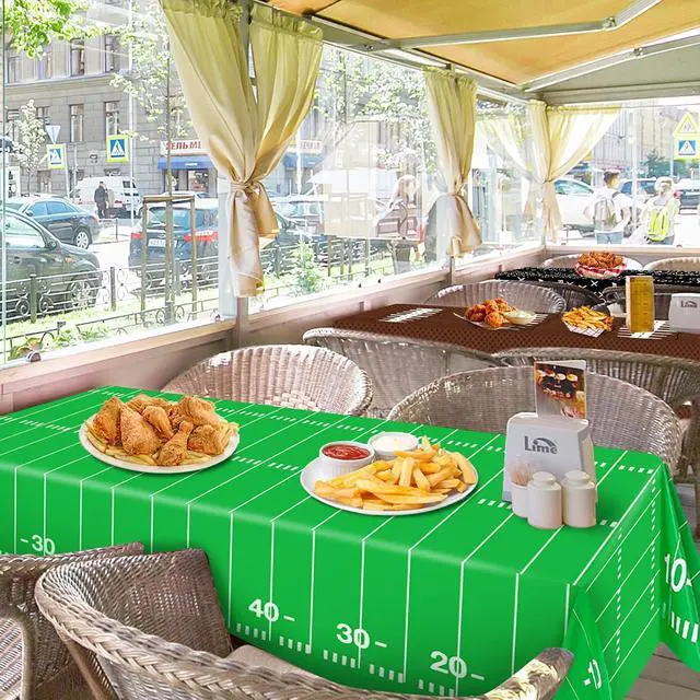 Alt view image 6 of 7 - Football Tablecloth Party Decorations, Football Table Covers Disposable Plastic, Football Themed Birthday Party Supplies Decorations, 2 Pack(54x72)