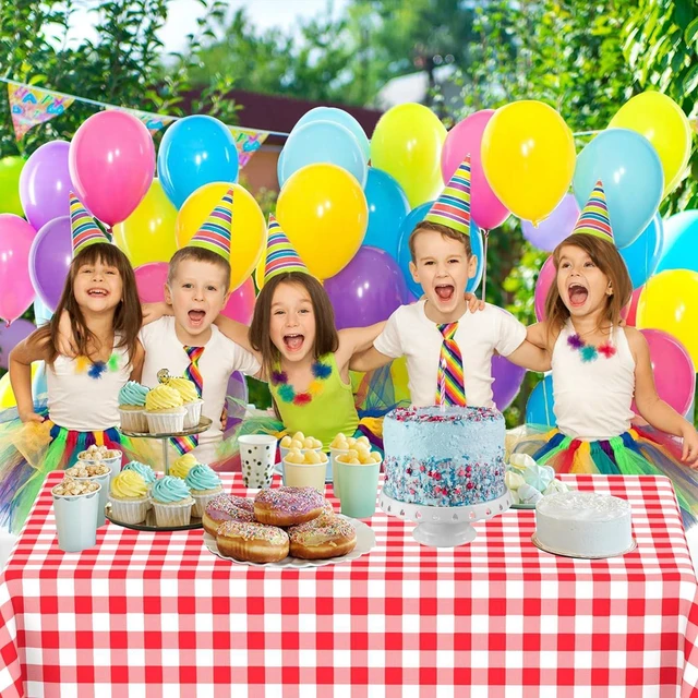 Alt view image 7 of 7 - 2 Pcs Red Gingham Tablecloth, Disposable Plastic Red Checkered Table Cloth, Red & White Plaid Table Cover for Outdoor Picnic, Wedding, Baby & Bridal Shower, Birthday Party (54 x 108 Inch)