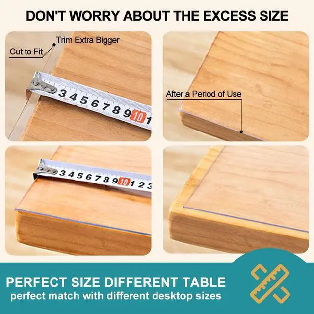 Alt view image 6 of 7 - 14x24 inch Clear Table Protector Plastic PVC Desk Protector Tablecloth Cover Office Desk Pad Mat Wood Furniture Glass Dining Tabletop Countertop Protection Waterproof Rectangular with Free Mouse Pad