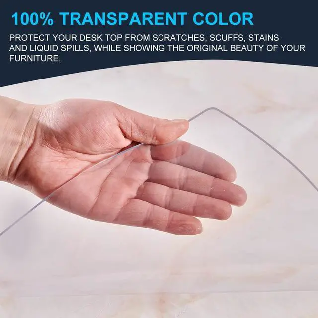 Alt view image 2 of 7 - 12x24"Clear Desk Top Mat Desk Protector Table Pad Plastic Table Cover Cloth