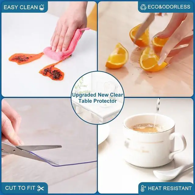 Alt view image 3 of 7 - 12x24"Clear Desk Top Mat Desk Protector Table Pad Plastic Table Cover Cloth