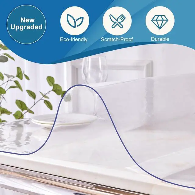 Alt view image 4 of 7 - 12x24"Clear Desk Top Mat Desk Protector Table Pad Plastic Table Cover Cloth