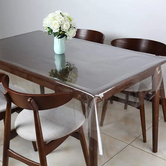 Alt view image 2 of 5 - Clear Vinyl Tablecloth Protector Waterproof/Oil-Proof Plastic Square Transparent Sheet Table Cover 54X54 Inch
