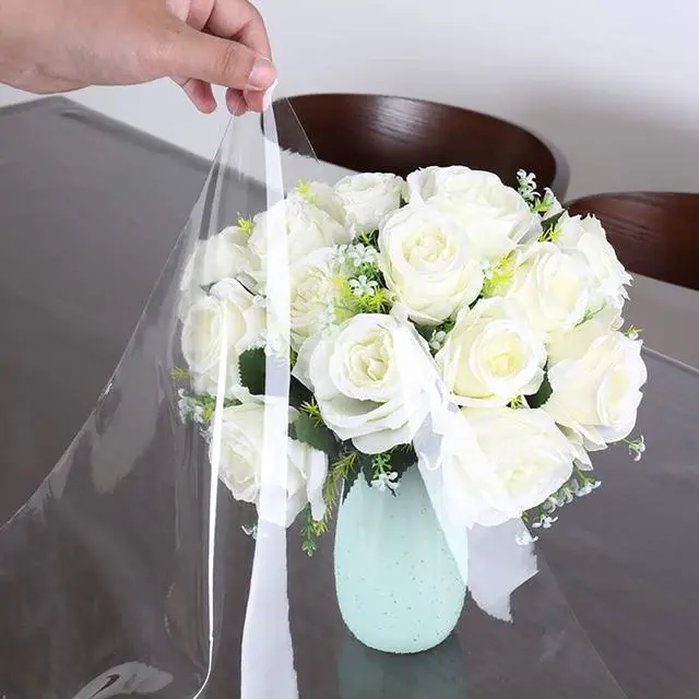 Alt view image 3 of 5 - Clear Vinyl Tablecloth Protector Waterproof/Oil-Proof Plastic Square Transparent Sheet Table Cover 54X54 Inch
