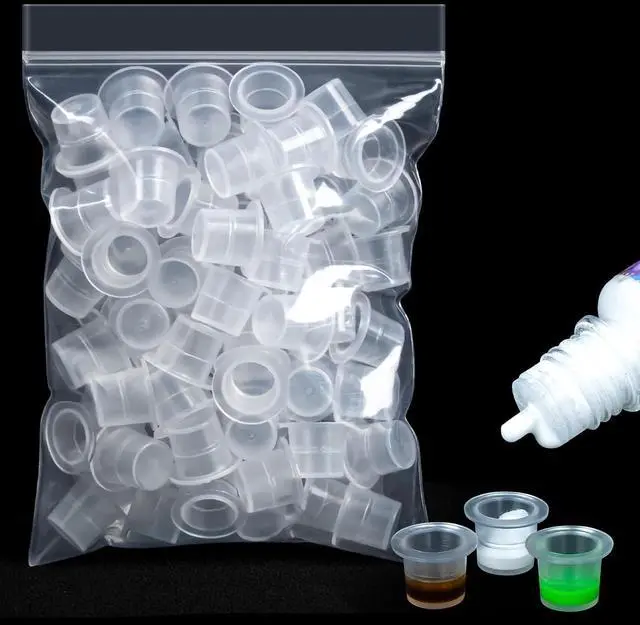Main image of Plastic Tattoo Ink Caps - 100PCS Small Ink Cups Tattoo Non-Spill