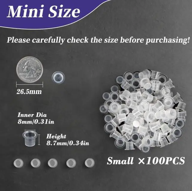Alt view image 2 of 7 - Plastic Tattoo Ink Caps - 100PCS Small Ink Cups Tattoo Non-Spill
