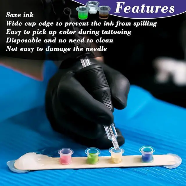 Alt view image 3 of 7 - Plastic Tattoo Ink Caps - 100PCS Small Ink Cups Tattoo Non-Spill