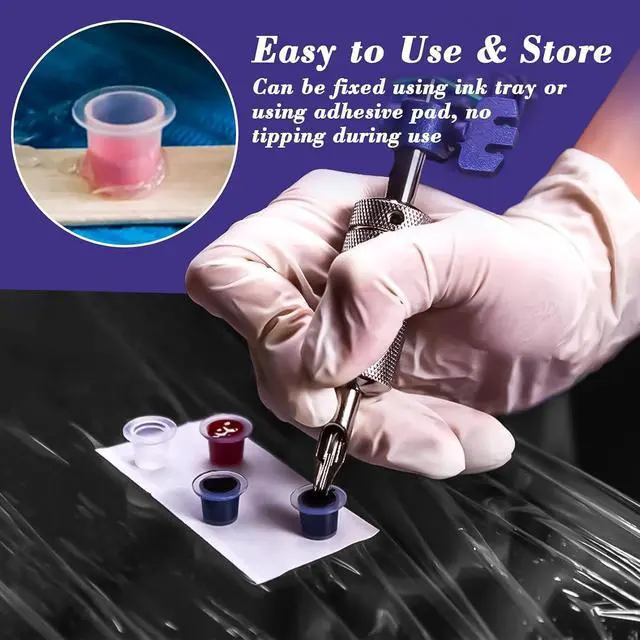 Alt view image 4 of 7 - Plastic Tattoo Ink Caps - 100PCS Small Ink Cups Tattoo Non-Spill