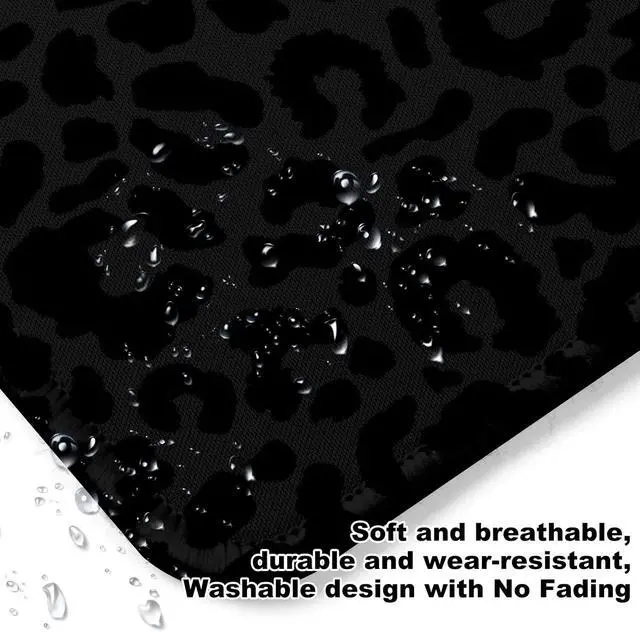 Alt view image 5 of 7 - Black Leopard Print Square Mouse Pad,Non-Slip Rubber Base Mouse Pad, Home Office Decoration Desktop Accessory,Laptop Mouse Pad for Office Laptops,9.4x7.8x0.12inch.