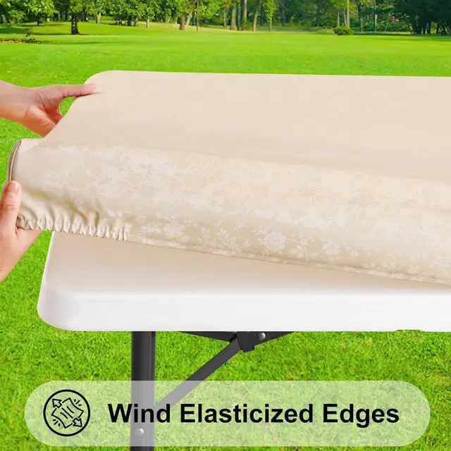 Alt view image 3 of 7 - Heavy Duty Vinyl Fitted Tablecloths for 6 Foot Rectangle Tables