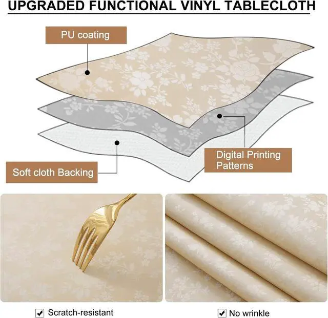 Alt view image 7 of 7 - Heavy Duty Vinyl Fitted Tablecloths for 6 Foot Rectangle Tables