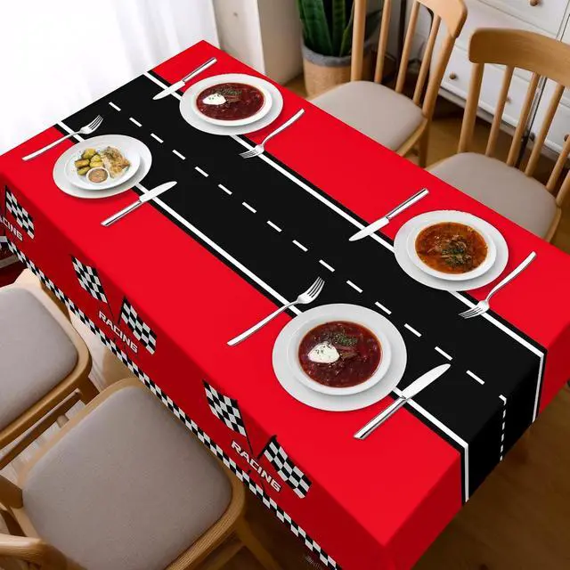 Alt view image 4 of 7 - 3Pcs Racing Car Plastic Tablecloth, Race Birthday Party Decorations, 54'' x 108'' Checkered Table Cloth Decor, Favors Rectangular Tablecloth for Boys Baby Shower Home