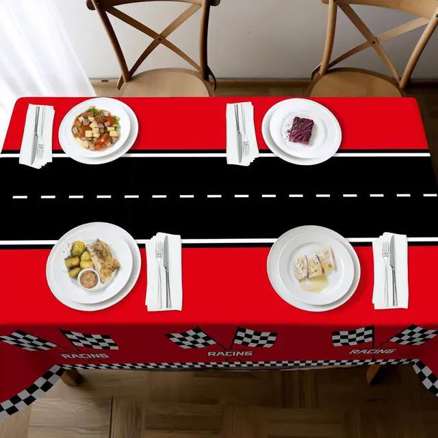 Alt view image 7 of 7 - 3Pcs Racing Car Plastic Tablecloth, Race Birthday Party Decorations, 54'' x 108'' Checkered Table Cloth Decor, Favors Rectangular Tablecloth for Boys Baby Shower Home