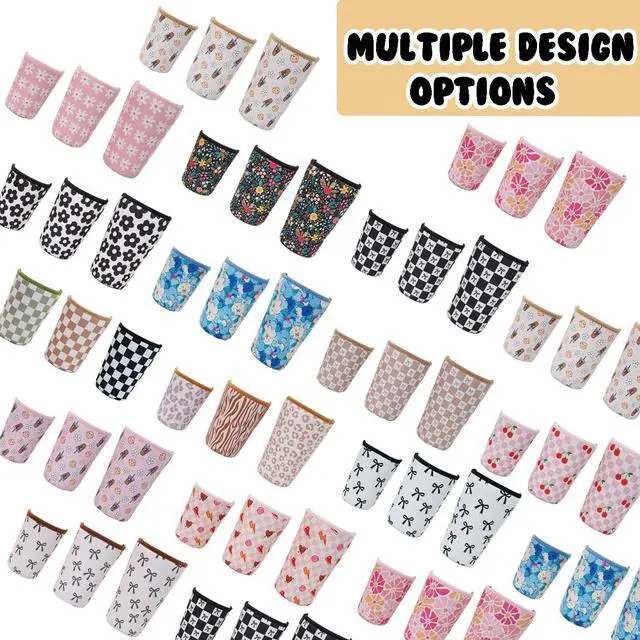Alt view image 7 of 7 - 3 Pieces Reusable Insulated Neoprene Iced Coffee Cup Sleeve, Durable Drink Sleeve for Cold Beverages, Beverage Holder for Iced Coffee, 22-24 oz Medium (Checkered Delight)